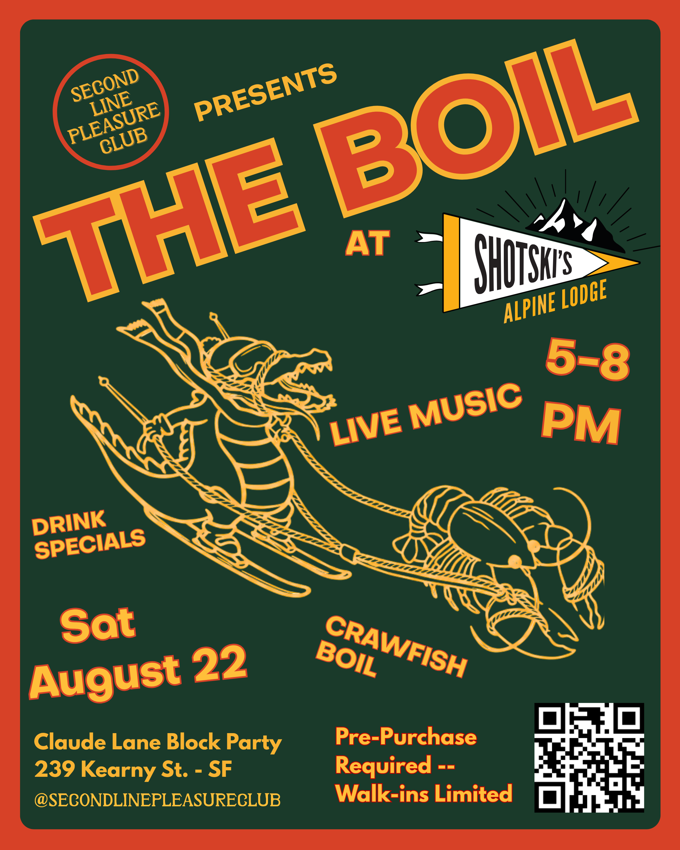 Second Line Pleasure Club Crawfish Boil at Shotski's Alpine Lodge San Francisco